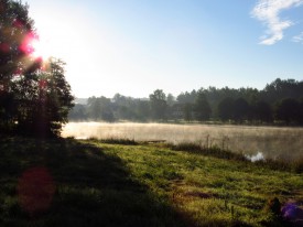 ranní opar nad Kyšperským rybníkem